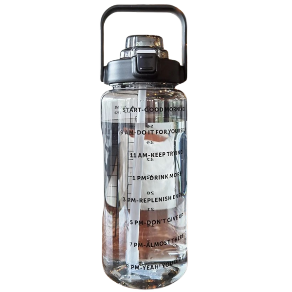 2000ml Motivational Water Bottle with Straw & Time Marker Multicolor